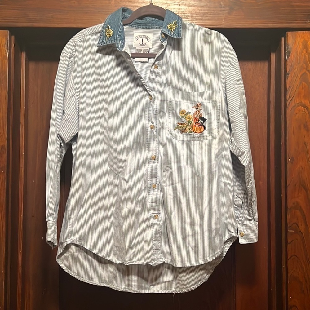 Solutions Original Fall Embroidered Button Up
